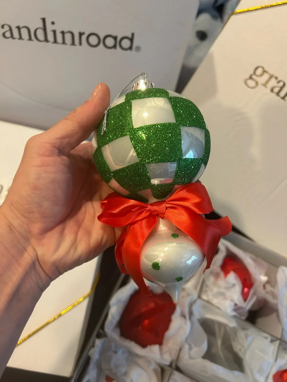 Grandin Road Large Classic Christmas Ornaments NEW